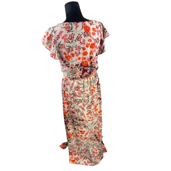 Adrianna Papell Size 2 Floral Full Length Maxi Dress Keyhole Neck Tasseled - Picture 5 of 12